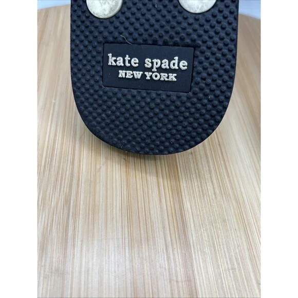 Kate Spade New York Flamingo Flip Flop Sandals Size 5 White Pink Bow Charm Beach - Picture 11 of 12